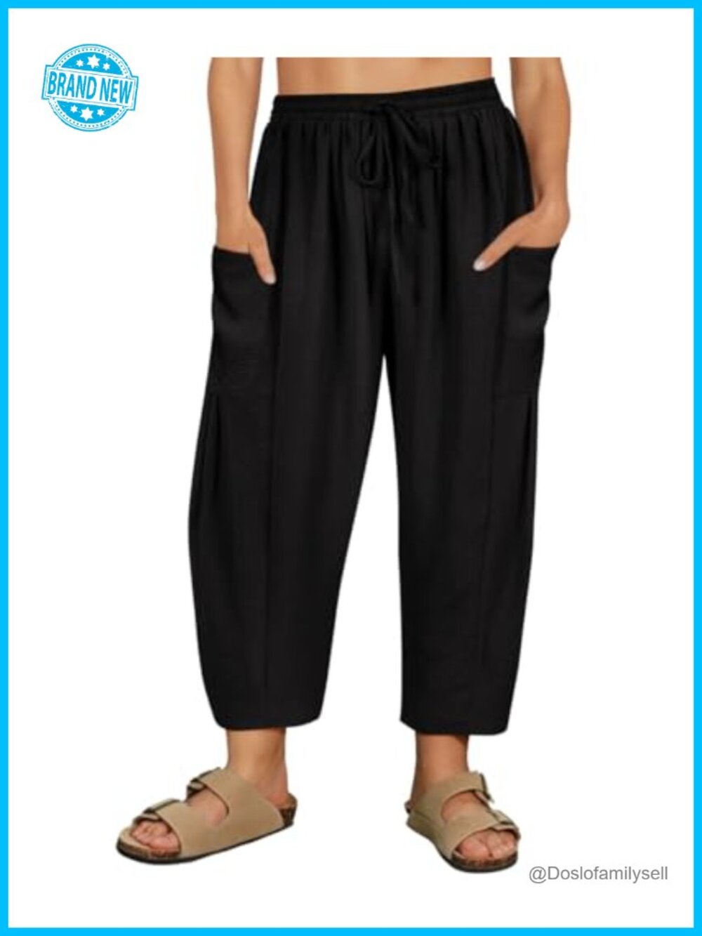 Plus Size Palazzo Harem Pants Drawstring Elastic Waist Wide Leg Ankle Pants